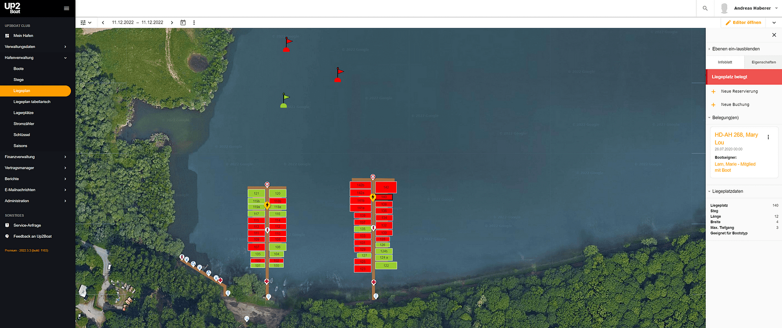 Up2Boat Yachthafenmanagement grafischer Liegeplan