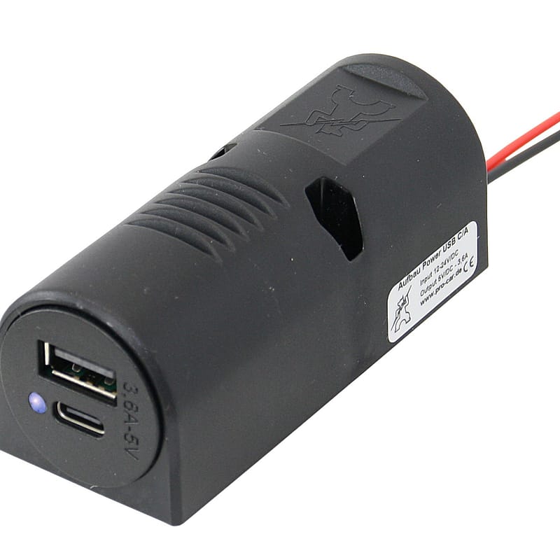 USB Doppel-Aufbausteckdose C/A 12-24V mit LED