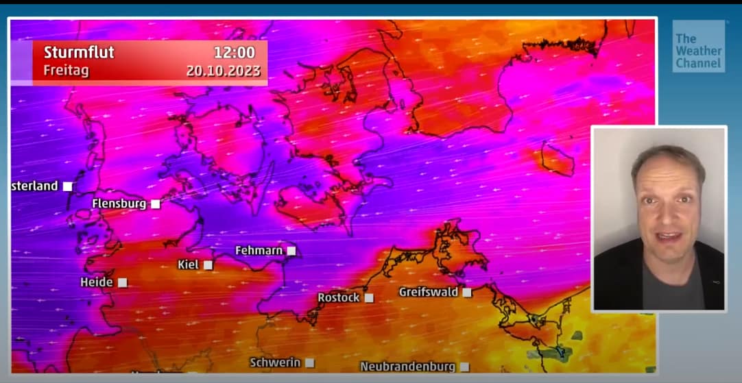 Sturmflut auf der Ostsee von "The Weather Channel" angekündigt